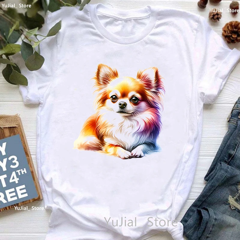 Tie Dye Shirt Vintage - Cute Funny Tshirt Women Chihuahua Longhaired