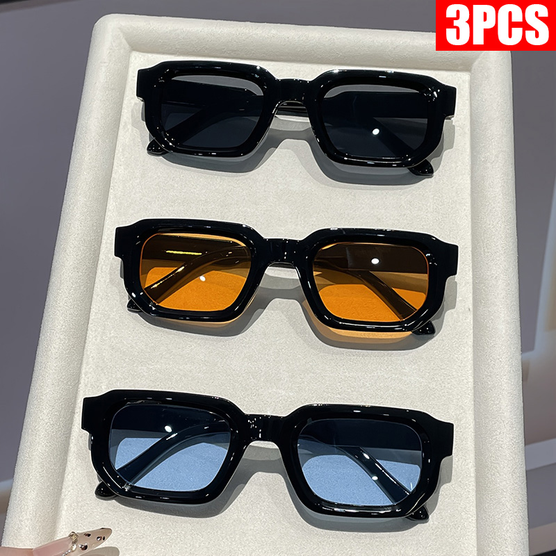 Vintage Fashion Images - 2/3PCS Vintage Rectangle Frame Sunglasses for