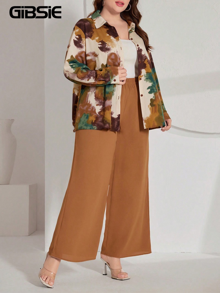Tie Dye Shirt Vintage - GIBSIE Plus Size Women Pant Sets