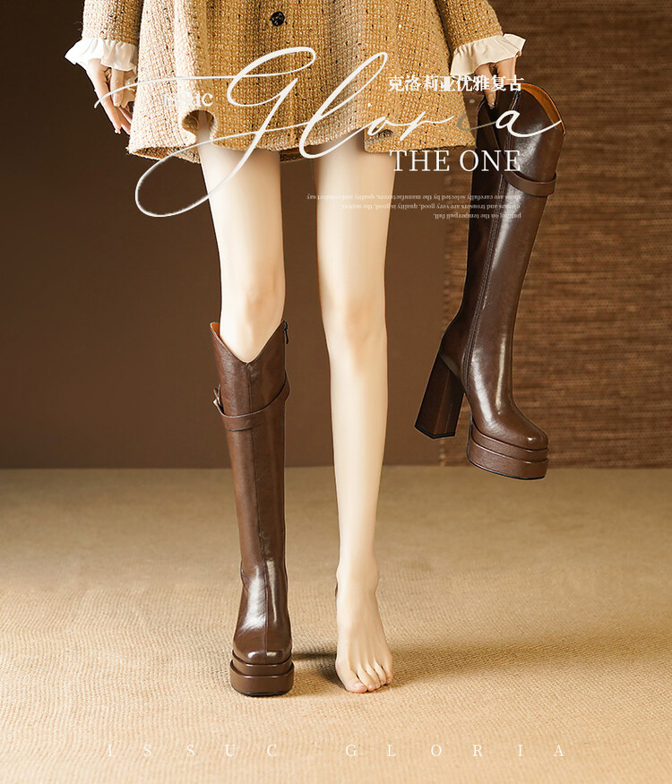 Vintage Zipper - Autumn and Winter Soft Leather Knee-high