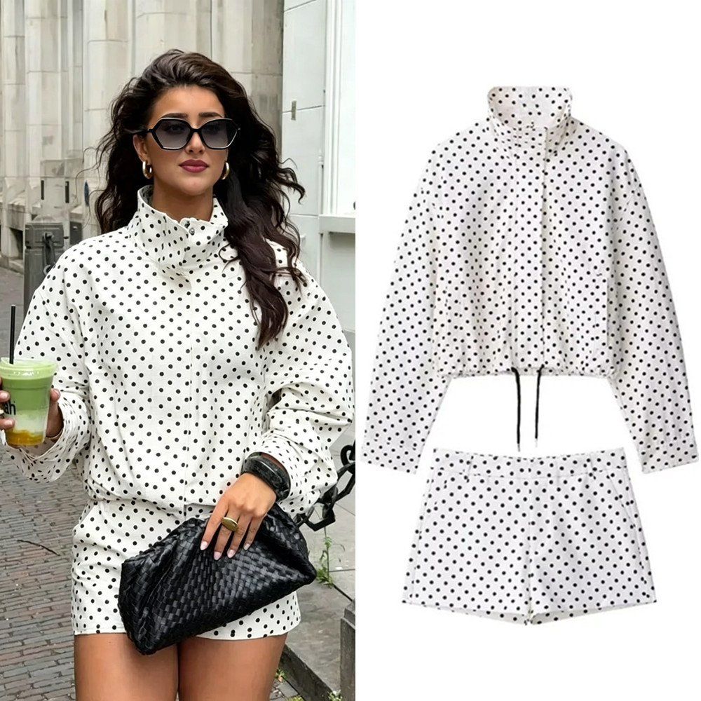 Vintage Fashion Jacket - Ladies Vintage Autumn Polka Dot Printed