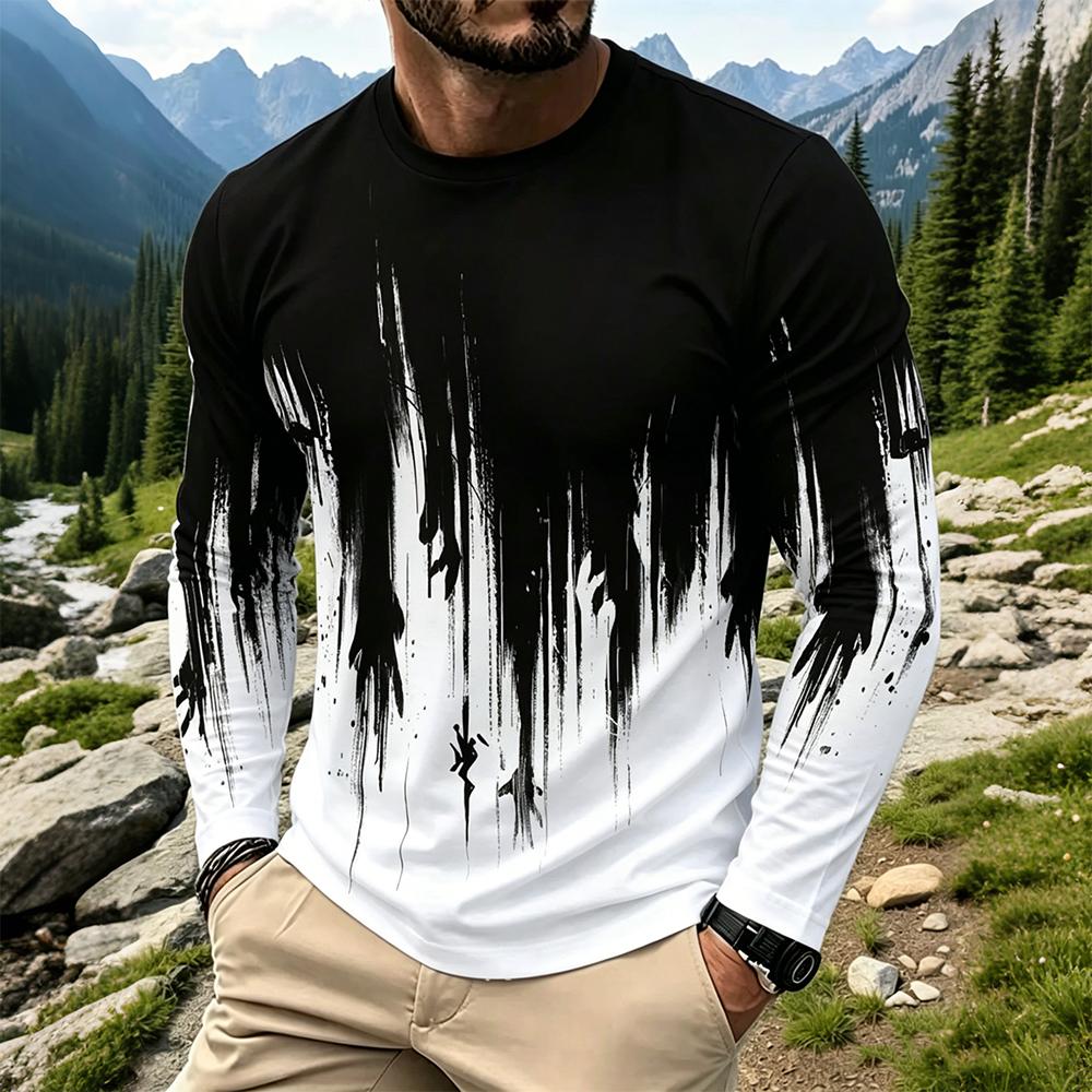 Vintage Fashion For Mens - Men's Gradient Ink Splash Long Sleeve