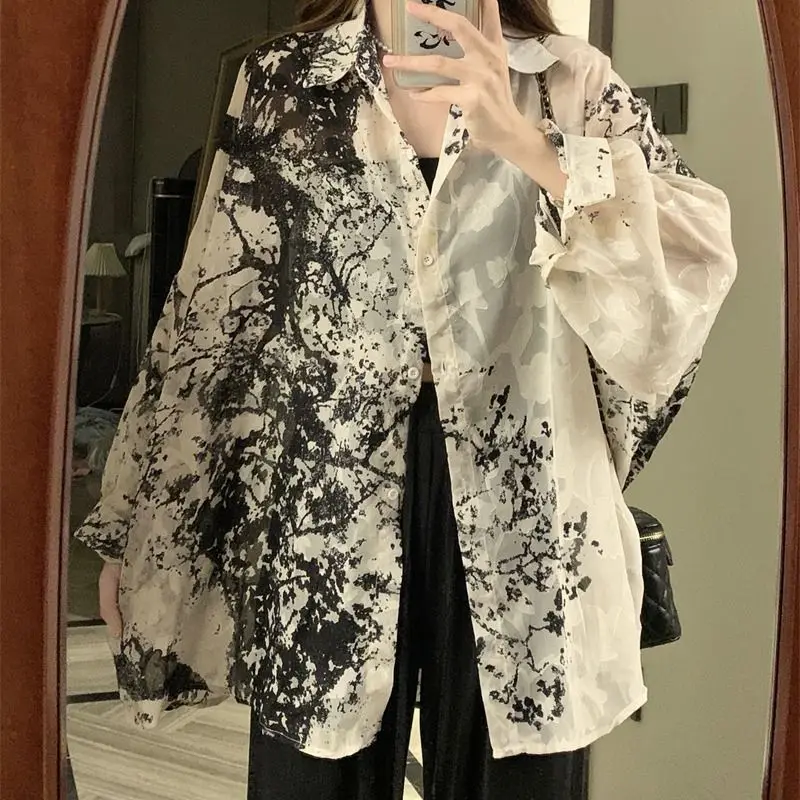 2025 Long Sleeve Shirts Women  - đánh giá và giá Tie Dye Shirt Vintage