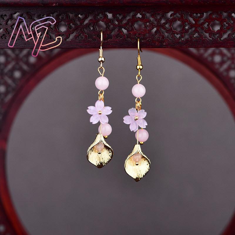 Pink Natural Jade Flower Earri - đánh giá và giá Vintage Fashion Women