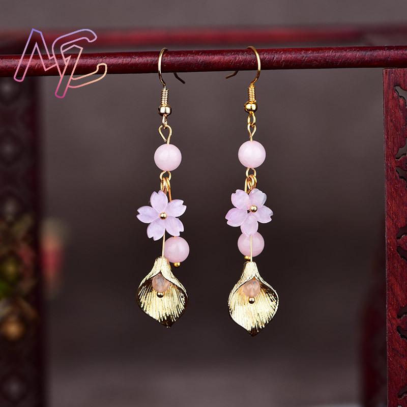 Pink Natural Jade Flower Earri - đánh giá và giá Vintage Fashion Women