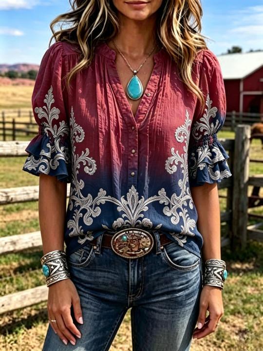 Women Western Tie‑Dye Gradient - đánh giá và giá Tie Dye Shirt Vintage