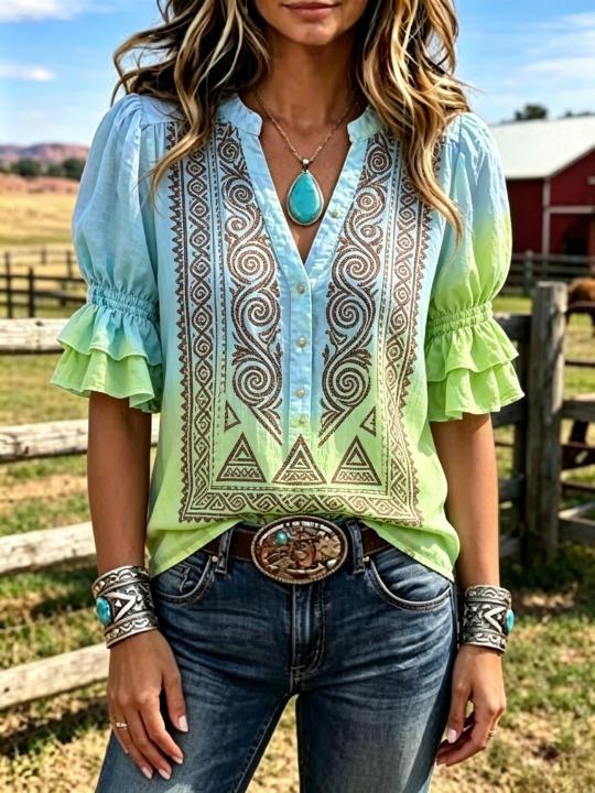 Women Western Tie‑Dye Gradient - đánh giá và giá Tie Dye Shirt Vintage