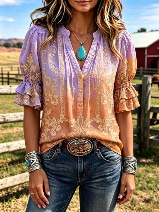 Women Western Tie‑Dye Gradient - đánh giá và giá Tie Dye Shirt Vintage