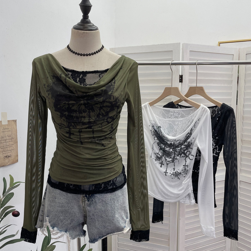 Women Casual Lace Splicing Mes - đánh giá và giá Tie Dye Shirt Vintage