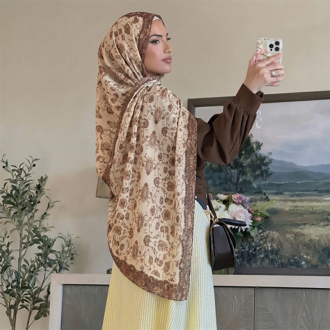 Vintage Floral Print Hijab Sof - đánh giá và giá Vintage Outdoor Fashion